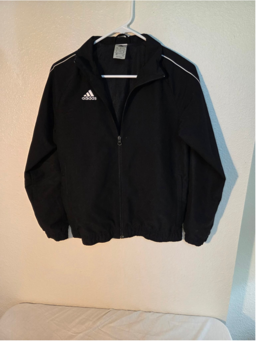 adidas Youth Boys Core Track Warm-Up Jacket Full Zip Black White Size M 11-12Y W